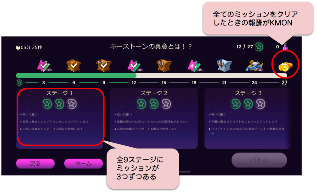 ストーリーチャレンジの報酬説明